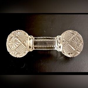 Vintage Frosted Cut Glass Crystal Faceted Knife Rest